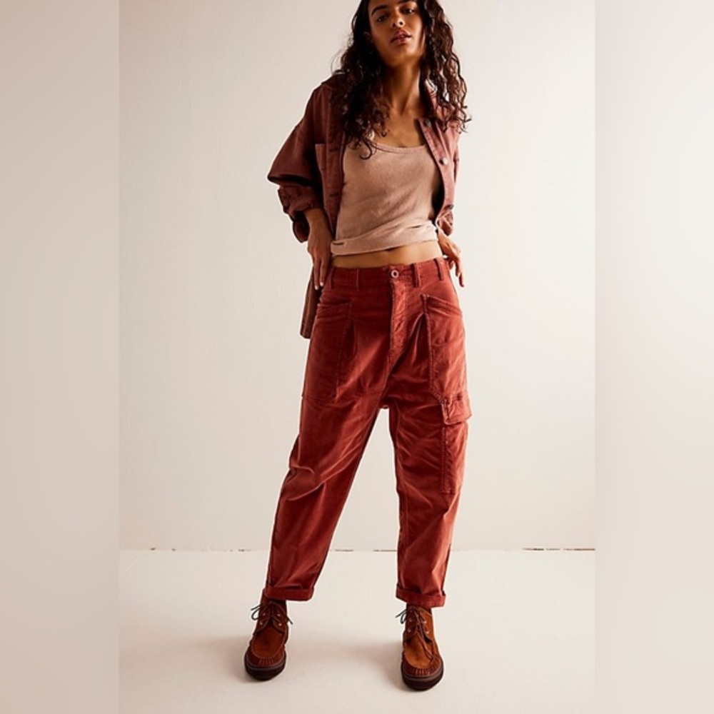 Corduroy Utility Pants in Rust Red